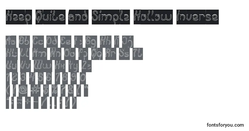 A fonte Keep Quite and Simple Hollow Inverse – alfabeto, números, caracteres especiais