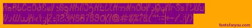 Keep Quite and Simple Hollow Inverse-Schriftart – Violette Schriften auf orangefarbenem Hintergrund