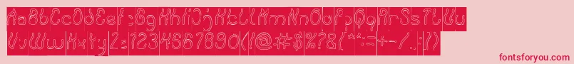 Keep Quite and Simple Hollow Inverse-Schriftart – Rote Schriften auf rosa Hintergrund