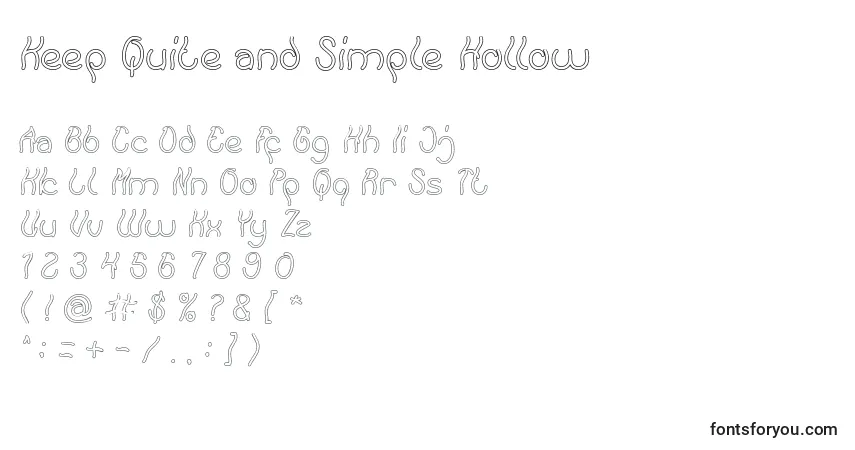 A fonte Keep Quite and Simple Hollow – alfabeto, números, caracteres especiais