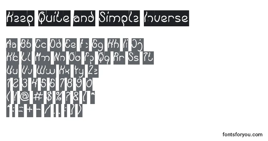 A fonte Keep Quite and Simple Inverse – alfabeto, números, caracteres especiais