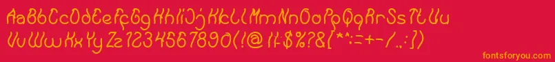 フォントKeep Quite and Simple – 赤い背景にオレンジの文字