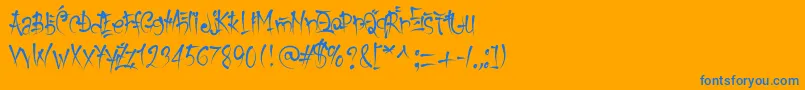 フォントkeetano gaijin – オレンジの背景に青い文字