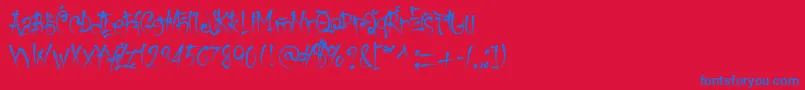 keetano gaijin-Schriftart – Blaue Schriften auf rotem Hintergrund