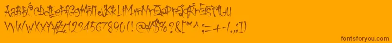 keetano gaijin-Schriftart – Braune Schriften auf orangefarbenem Hintergrund