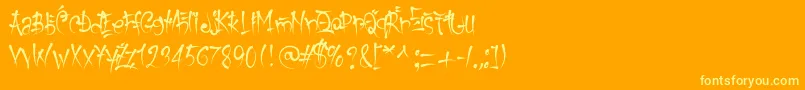 keetano gaijin-Schriftart – Gelbe Schriften auf orangefarbenem Hintergrund