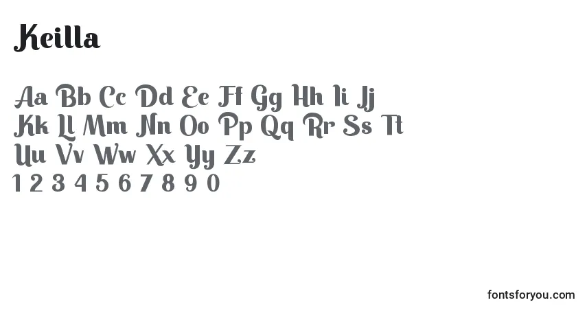 Schriftart Keilla – Alphabet, Zahlen, spezielle Symbole