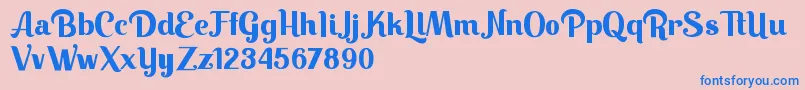 Fonte Keilla – fontes azuis em um fundo rosa