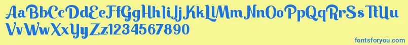 Keilla-Schriftart – Blaue Schriften auf gelbem Hintergrund