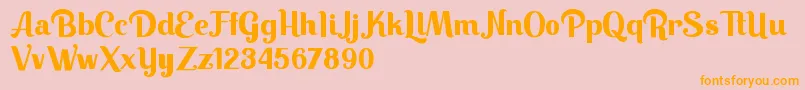 フォントKeilla – オレンジの文字がピンクの背景にあります。