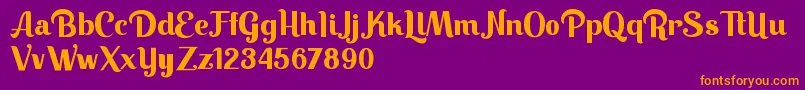 Keilla-Schriftart – Orangefarbene Schriften auf violettem Hintergrund