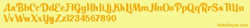 フォントKeilla – オレンジの文字が黄色の背景にあります。