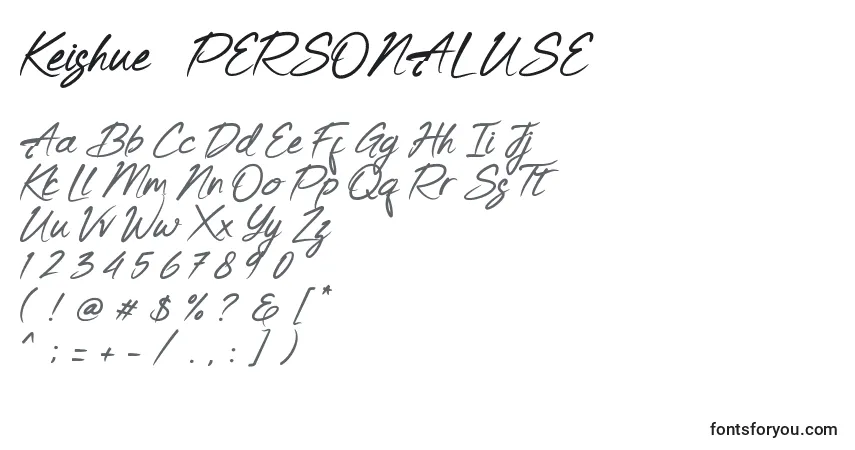Шрифт Keishue   PERSONAL USE – алфавит, цифры, специальные символы