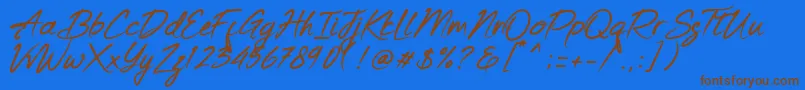 Keishue   PERSONAL USE Font – Brown Fonts on Blue Background