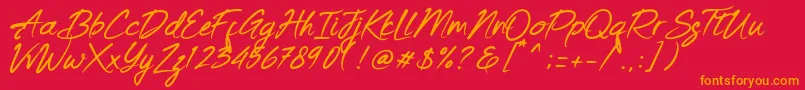 Keishue   PERSONAL USE-Schriftart – Orangefarbene Schriften auf rotem Hintergrund