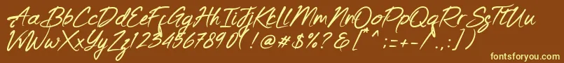 Keishue   PERSONAL USE Font – Yellow Fonts on Brown Background