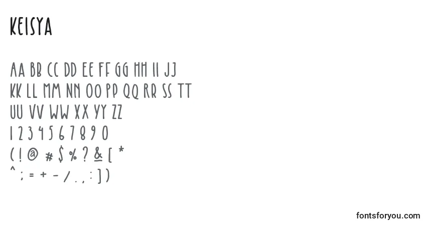 Keisya-fontti – aakkoset, numerot, erikoismerkit