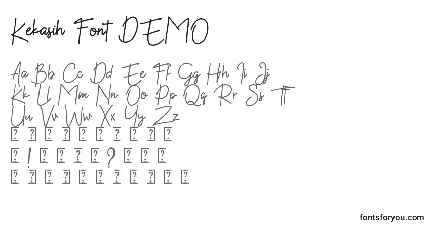 Schriftart Kekasih Font DEMO – Alphabet, Zahlen, spezielle Symbole