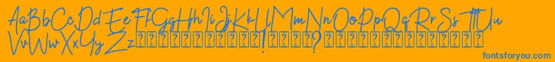 Шрифт Kekasih Font DEMO – синие шрифты на оранжевом фоне