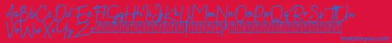 Kekasih Font DEMO-fontti – siniset fontit punaisella taustalla