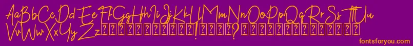 フォントKekasih Font DEMO – 紫色の背景にオレンジのフォント