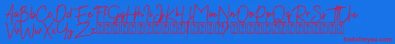 Kekasih Font DEMO Font – Red Fonts on Blue Background