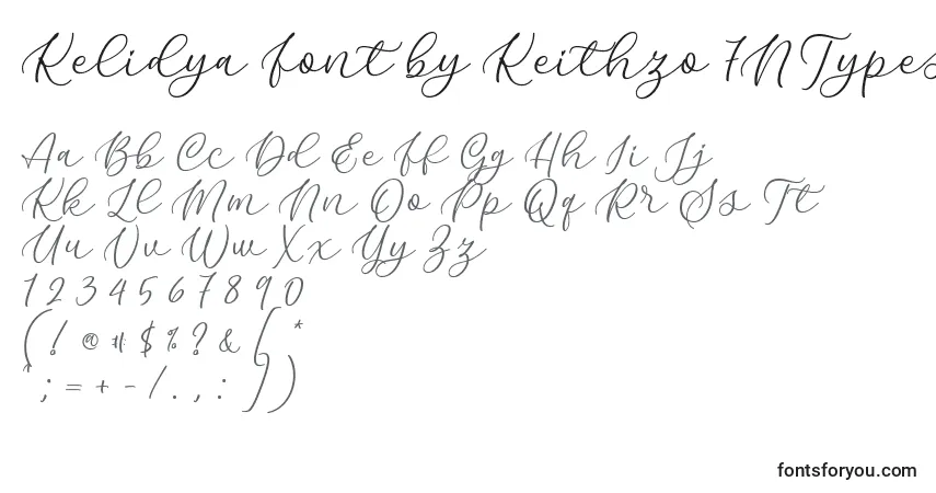 A fonte Kelidya Font by Keithzo 7NTypes – alfabeto, números, caracteres especiais