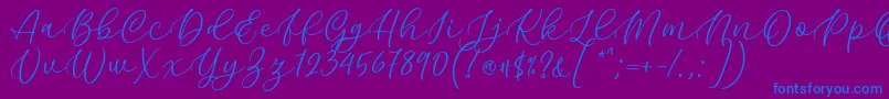 Kelidya Font by Keithzo 7NTypes-Schriftart – Blaue Schriften auf violettem Hintergrund