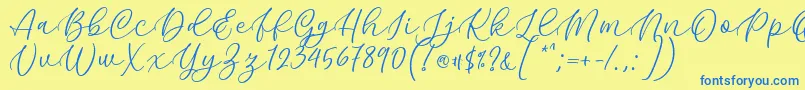 Kelidya Font by Keithzo 7NTypes Font – Blue Fonts on Yellow Background