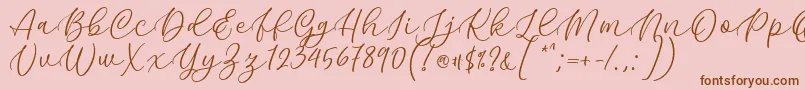 Kelidya Font by Keithzo 7NTypes-Schriftart – Braune Schriften auf rosa Hintergrund