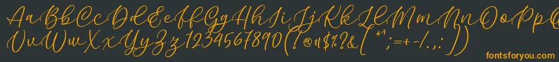 Kelidya Font by Keithzo 7NTypes-Schriftart – Orangefarbene Schriften auf schwarzem Hintergrund