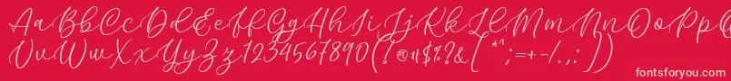 Fonte Kelidya Font by Keithzo 7NTypes – fontes rosa em um fundo vermelho