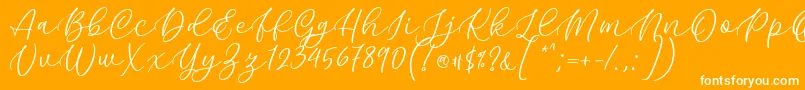 Kelidya Font by Keithzo 7NTypes-Schriftart – Weiße Schriften auf orangefarbenem Hintergrund