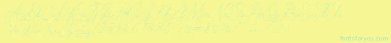 Kelony Font – Green Fonts on Yellow Background