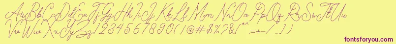 Kelony Font – Purple Fonts on Yellow Background