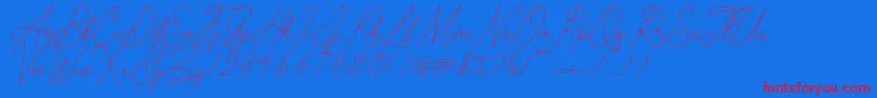 Kelony Font – Red Fonts on Blue Background