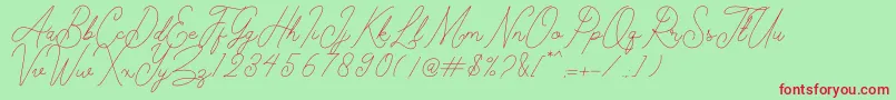 Kelony Font – Red Fonts on Green Background