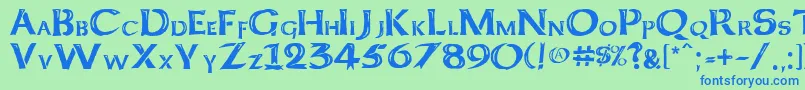 フォントKelt Caps Freehand – 青い文字は緑の背景です。