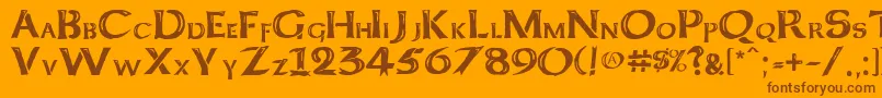 Kelt Caps Freehand-Schriftart – Braune Schriften auf orangefarbenem Hintergrund