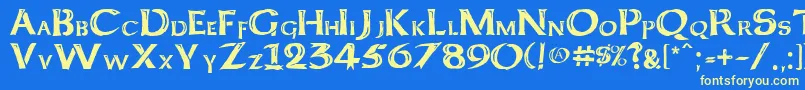 Kelt Caps Freehand Font – Yellow Fonts on Blue Background