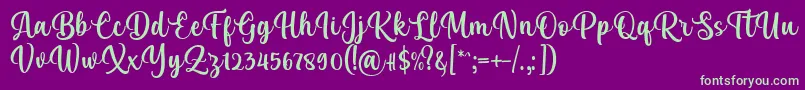 Kelya Font by 7NTypes Font – Green Fonts on Purple Background