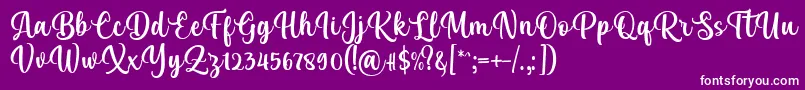 Fonte Kelya Font by 7NTypes – fontes brancas em um fundo violeta