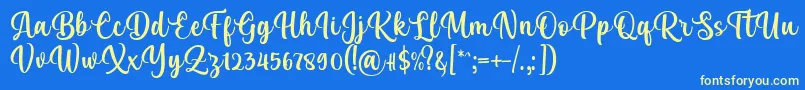 Fonte Kelya Font by 7NTypes – fontes amarelas em um fundo azul