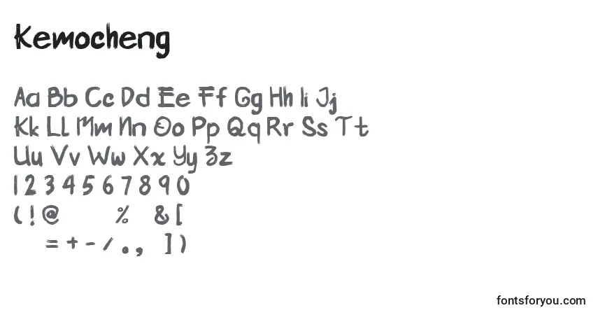 Schriftart Kemocheng – Alphabet, Zahlen, spezielle Symbole