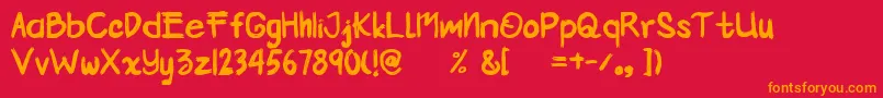 Kemocheng-Schriftart – Orangefarbene Schriften auf rotem Hintergrund
