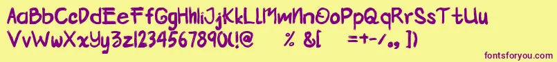 Kemocheng Font – Purple Fonts on Yellow Background