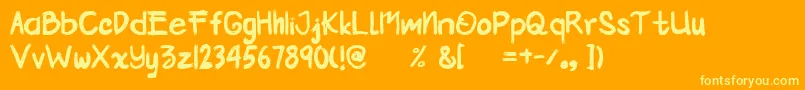 Kemocheng Font – Yellow Fonts on Orange Background