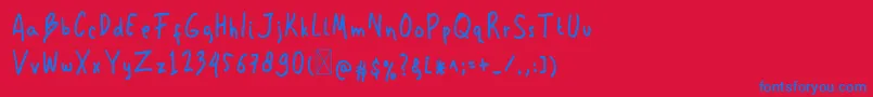Kemplu Font – Blue Fonts on Red Background