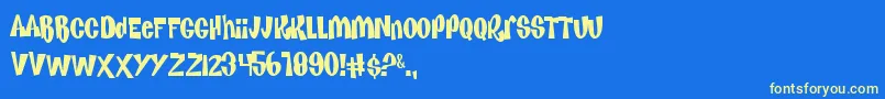 KEnaN  keL Font – Yellow Fonts on Blue Background
