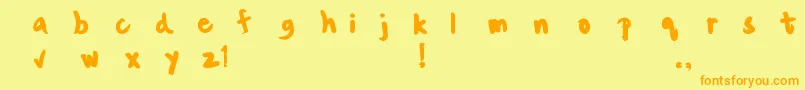 フォントkensaavedra – オレンジの文字が黄色の背景にあります。